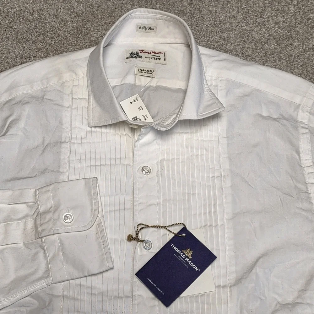 J. Crew Ludlow Pleated Bib Tuxedo Shirt Mens S Formal Event White Thomas Mason